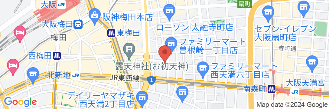 イーホテル大阪梅田(旧ザ・ホテルノース大阪)の地図