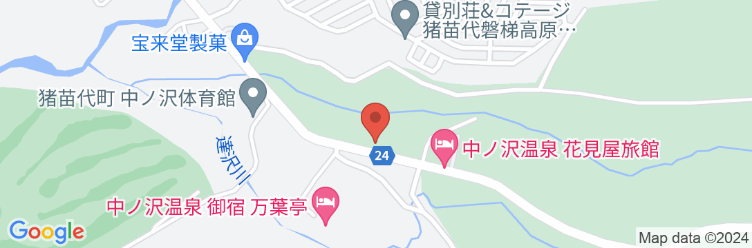 中ノ沢温泉 庭園露天風呂の宿 朝日屋旅館の地図