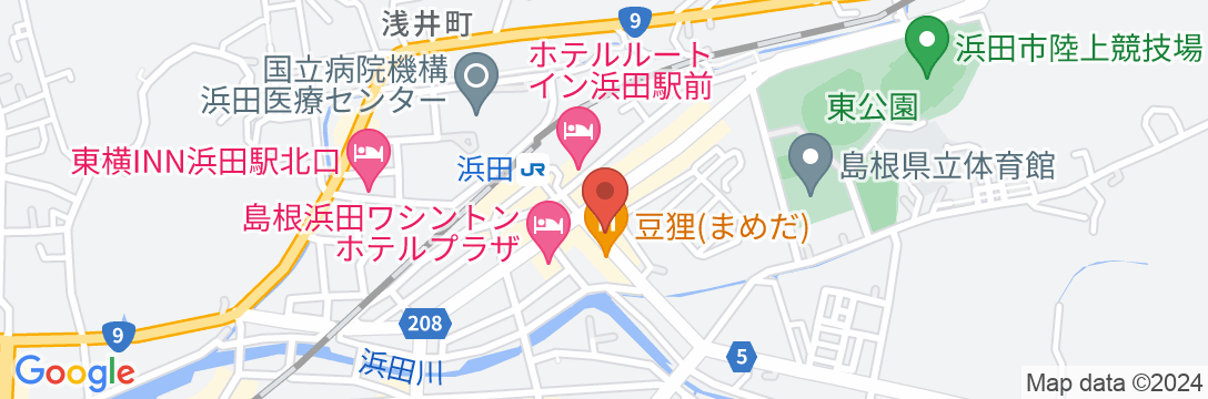 グリーンリッチホテル浜田駅前 人工温泉・二股湯の華の地図