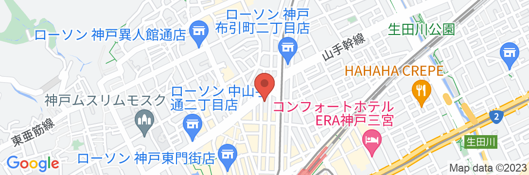 カプセルホテル神戸三宮の地図