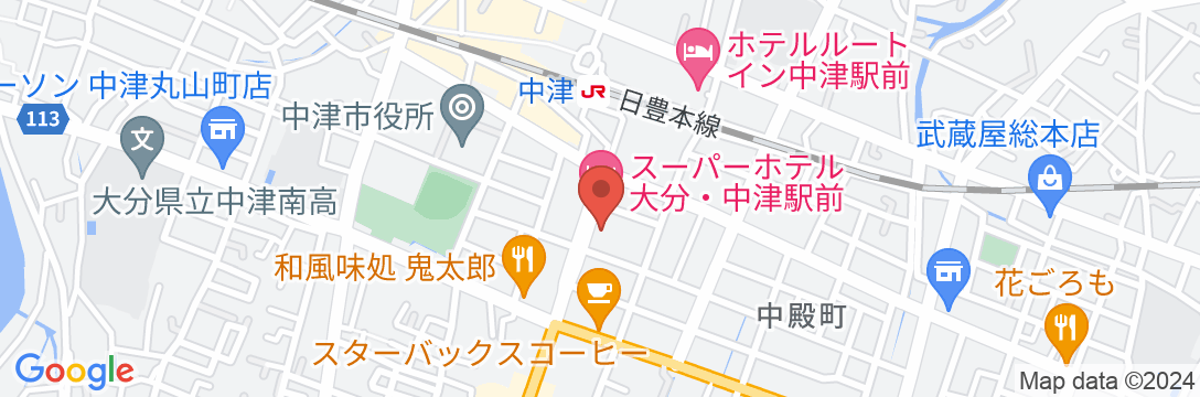 天然温泉 扇城の湯 スーパーホテル大分・中津駅前の地図