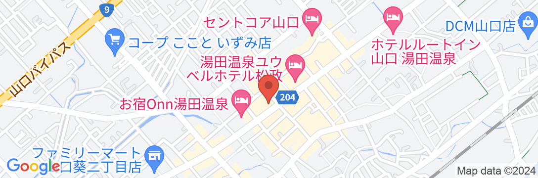 天然温泉 白狐の湯 スーパーホテル山口湯田温泉の地図