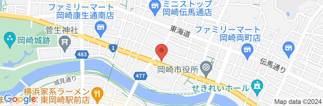 天然温泉 葵の湯 スーパーホテル岡崎の地図