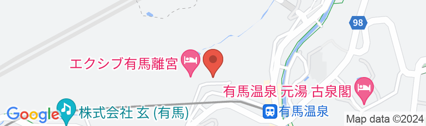 神戸有馬温泉 元湯龍泉閣～赤ちゃんも楽しめるお部屋食の宿～の地図