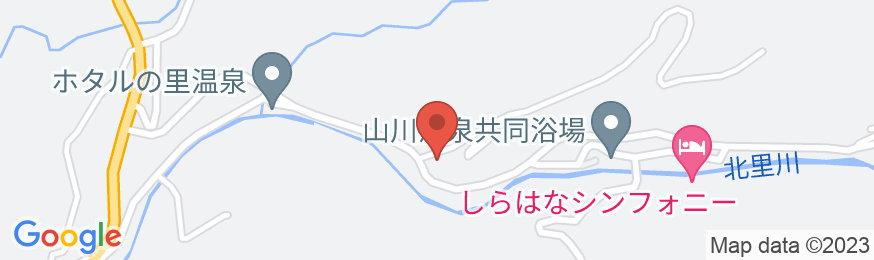 山川温泉 華柚(はなゆう)<露天風呂付きの客室のある宿>の地図