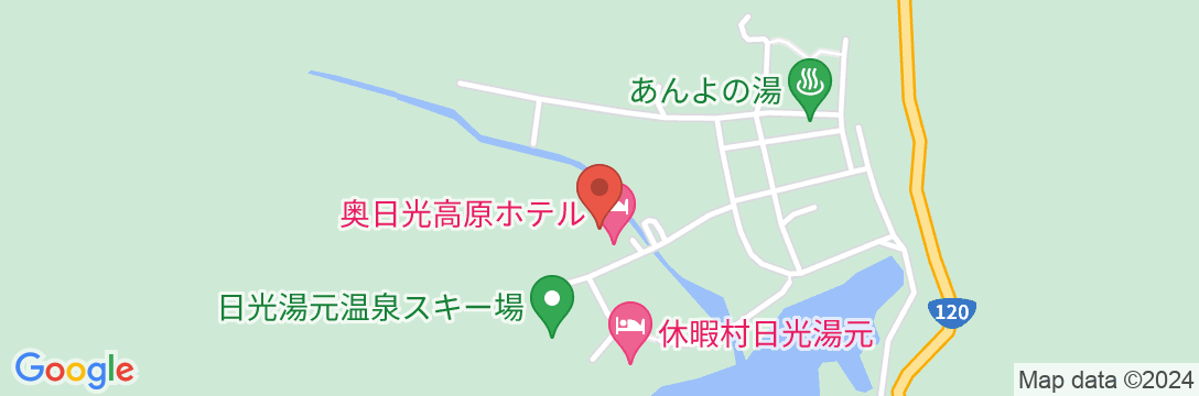 奥日光湯元温泉 奥日光高原ホテルの地図