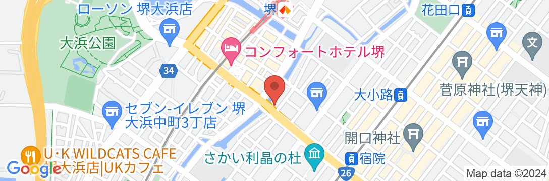 天然温泉 花乃井の湯 スーパーホテル堺マリティマの地図