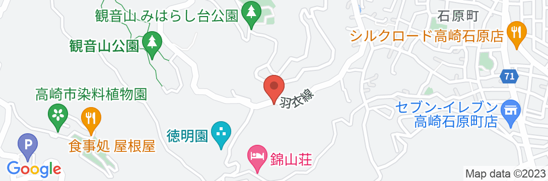 高崎観音山温泉 錦山荘の地図