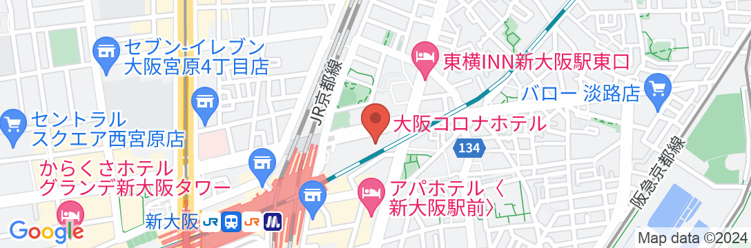 大阪コロナホテルの地図