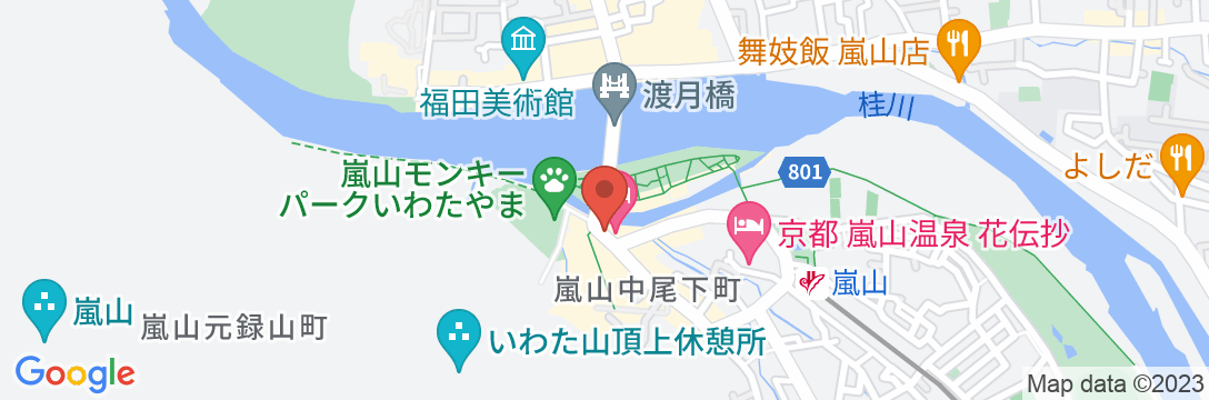 京都 嵐山温泉 渡月亭の地図