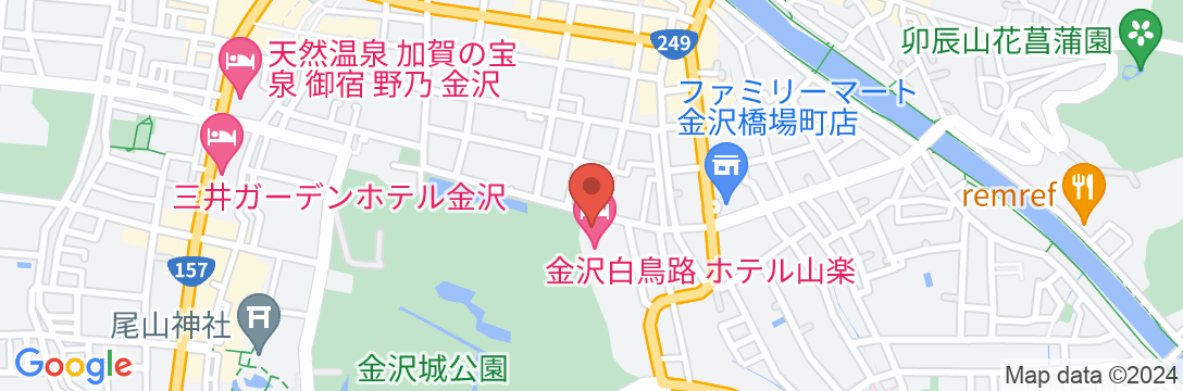 金沢白鳥路 ホテル山楽の地図