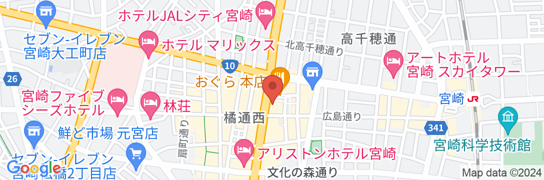 アパホテル〈宮崎駅橘通〉の地図